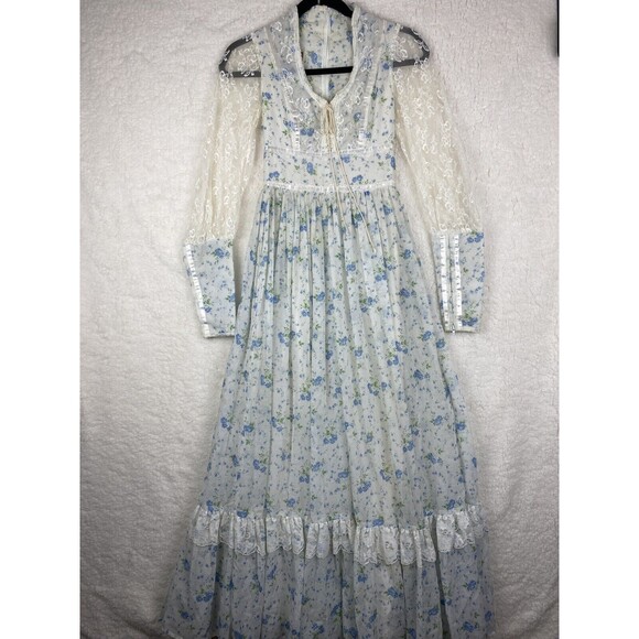 Jessica McClintock Dresses & Skirts - Jessica McClintock Gunne Sax Floral Lace Maxi Dress Cottage Core Prairie Vintage